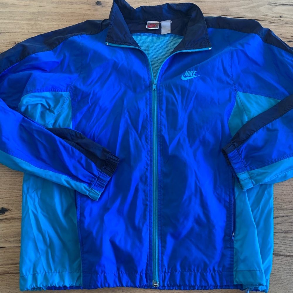 Nike Windbreaker Nylon Blue Turquoise‎ Full Zip Women’s M Preloved